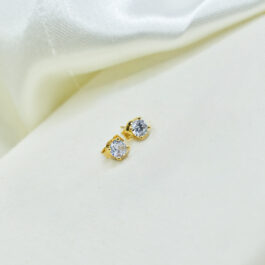 ARO  BAÑADO EN ORO 18K  CUBIC REDONDO BLANCO ENGARZADO