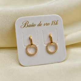 ARO PASANTE BAÑO DE ORO 18K CIRCULO CALADO TODO ZIRCON SEMI COLGANTE