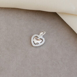 DIJE DE PLATA  DOBLE CORAZON MICROPAVE C/CORAZON LISO