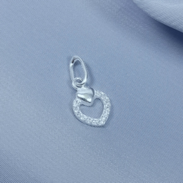 DIJE DE PLATA CORAZON MULTISTRAS C/ CORAZON LISO ARRIBA