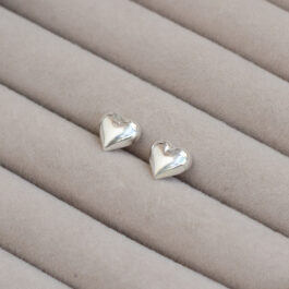 ARO DE PLATA CORAZON BOMBE 10MM