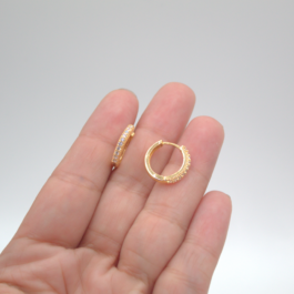 ARO BAÑO EN  ARGOLLA ORO 14K 1 FINA HILERA DE ZIRCON GRANDE