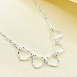 COLLAR ITALIANO 5 CORAZONES ENTRELAZADOS CALADOS 45CM