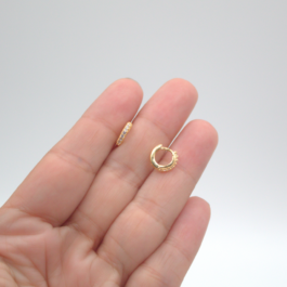ARO ARGOLLA BAÑO EN ORO 14K EXTRA MINI FINA 1 HILERA ZIRCON