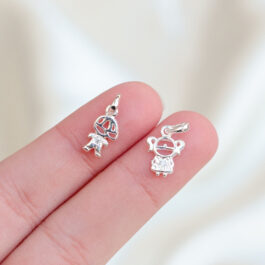 DIJE DE PLATA NENITOS 1 STRASS CARITA CALADA MINI