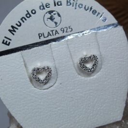 ARO DE PLATA CORAZON CALADO PEQUEÑO CON ZIRCÓN