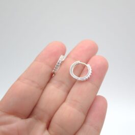 ARO ARGOLLA DE PLATA 8MM C/ 3 FILAS DE CUBIC