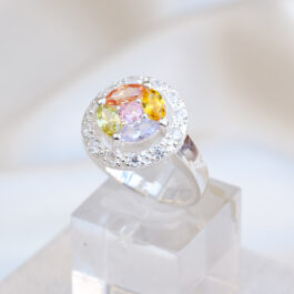 ANILLO DE PLATA TIPO ROSETA C/CUBIC SOLO MEDIDA 12