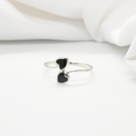 ANILLO DE  PLATA Y NACAR CORAZON DOBLE