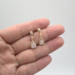 ARO BAÑO EN ORO 18K SEMI-COLGANTE GOTA SOBRE GOTA EN ZIRCON