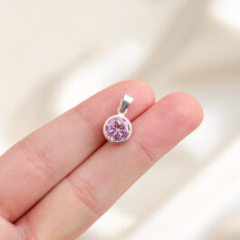 DIJE DE PLATA CON CUBIC ROSA MEDIANO