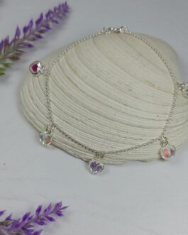 PULSERA DE PLATA MICRO BOLITAS C/5 CUBIC COLGANDO