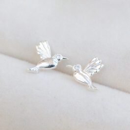 ARO DE PLATA COLIBRI LISO C/ 1 CUBIC BLANCO