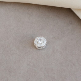 DIJE DE PLATA PASANTE FLOR MICROPAVE C/CIRCULO CUBIC EN MEDIO
