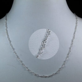 CADENA DE PLATA ESLABÓN CORAZÓN DIBUJADO 45CM