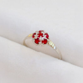 ANILLO PLATA Y ORO FRUTILLA BRAZO DELGADO SOLO MEDIDAS GRANDES