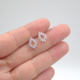 ARO DE PLATA 925 GOTA CALADA C/ZIRCON CHICA