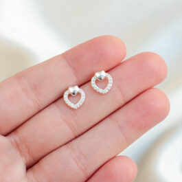 ARO DE PLATA CORAZON MICROPAVE C/CORAZONCITO TODO DE PLATA