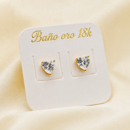 ARO BAÑADO EN ORO 14K CORAZON CUBIC ENGARZADO SEMI GRANDE