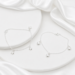 PULSERA DE PLATA FINA 3 DIJES / VARIOS MODELOS