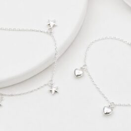 PULSERA DE PLATA FINA 3 DIJES / VARIOS MODELOS
