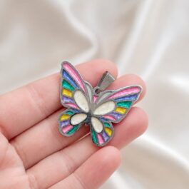 DIJE DE ACERO MARIPOSA ESMALTADA GRANDE
