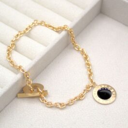 PULSERA DE ACERO DORADO FORCE C/DIJE BVLGARI