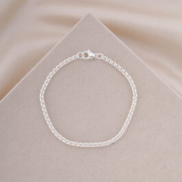 PULSERA DE ACERO BLANCO ROLO CUADRADA FINA 2.5mm 18cm