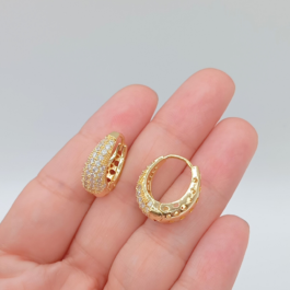 ARGOLLA DE ACERO DORADO TIPO GOTA ANCHA DE MICROPAVE