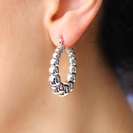 ARO DE PLATA INFLADA ARGOLLA C/BOLITAS GRANDE