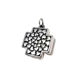 DIJE DE PLATA CRUZ DEL EQUILIBRIO INFLADA C/OVALOS