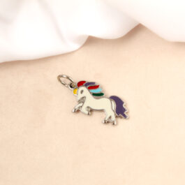DIJE DE ACERO UNICORNIO ESMALTADO CHICO