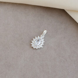 DIJE DE PLATA TIPO GIRASOL MICROPAVE C/CUBIC OVAL EN MEDIO