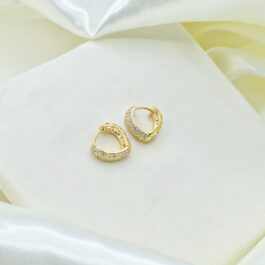 ARO ARGOLLA BAÑADO CORAZON ORO 18K 3 FILAS EN ZIRCON GRANDE