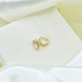 ARO ARGOLLA CORAZON BAÑADO ORO 18K 3 FILAS EN ZIRCON MEDIANO