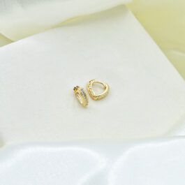 ARO ARGOLLA BAÑADO  CORAZON ORO 18K FILAS EN ZIRCON CHICO
