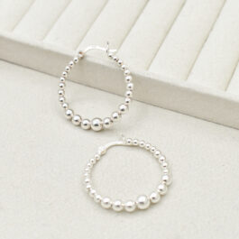 AROS DE PLATA 925 ARGOLLAS C/BOLITAS CHICAS Y UNA GRANDE 20mm