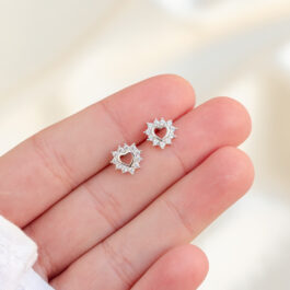 ARO PASANTE PLATA RODINADA CORAZON CALADO C/ZIRCON