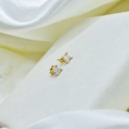 ARO  BAÑADO EN ORO 18K CUBIC CUADRADO BLANCO
