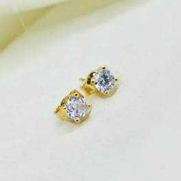 ARO  BAÑADO EN ORO 18K  CUBIC REDONDO BLANCO ENGARZADO