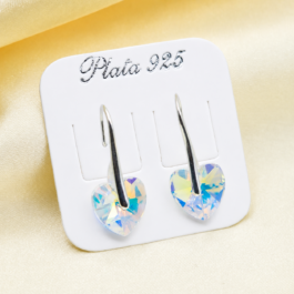 AROS PLATA CON CRISTAL CORAZÓN