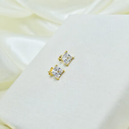 ARO  BAÑADO EN ORO 18K CUBIC CUADRADO GRANDE