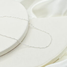 CADENA DE PLATA ESLABON CORAZONES DIBUJADOS 40CM