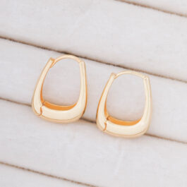 ARGOLLA BAÑO DE  ORO 18K TIPO CANASTA SEMI CUADRADA/ OVAL