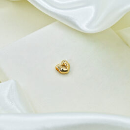 DIJE BAÑO EN ORO 18K CORAZON BOMBE PASANTE CALADO